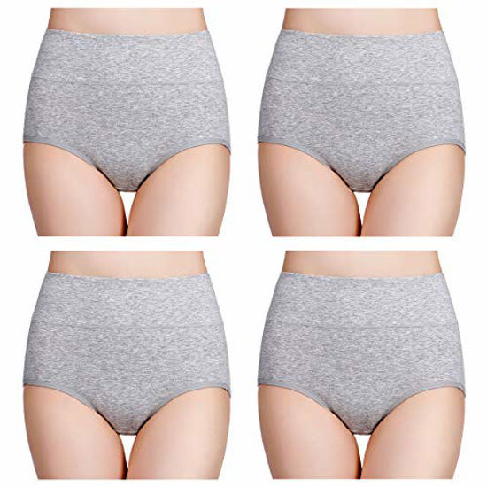 GetUSCart- wirarpa Women's Cotton Underwear High Waisted Full Coverage  Brief Panties 4 Pack Ladies Comfort No Muffin Top Underpants Heather Gray,  Size Large