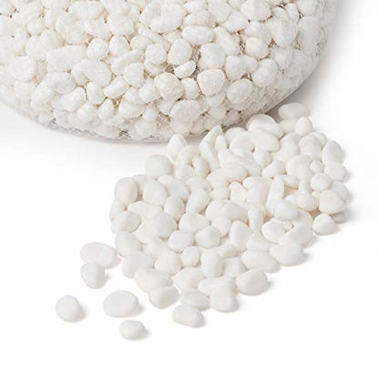 Picture of Royal Imports 5lb Decorative Ornamental River Pebbles Rocks for Fresh Water Fish Animal Plant Aquariums, Landscaping, Home Decor etc. with Netted Bag, Small - White