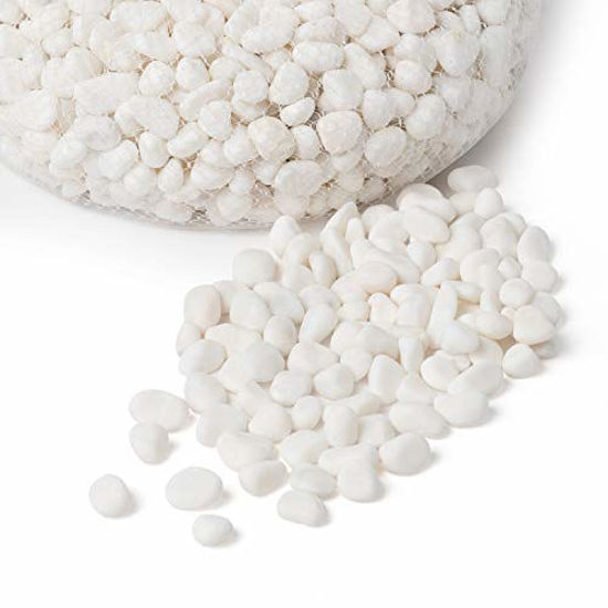 Picture of Royal Imports 5lb Decorative Ornamental River Pebbles Rocks for Fresh Water Fish Animal Plant Aquariums, Landscaping, Home Decor etc. with Netted Bag, Small - White