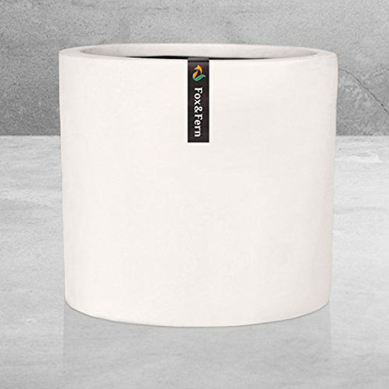 Picture of 12" Large Plant Pot by Fox & Fern - Fits Plant Stand - Drainage Plug - Outdoor Indoor - Matte White