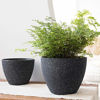 Picture of Flower Pots Outdoor Indoor Garden Planters, Plant Containers with Drain Hole, Speckled Black (8.6 + 7.5 Inch)