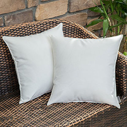 Picture of MIULEE Pack of 2 Decorative Outdoor Waterproof Pillow Covers Square Garden Cushion Sham Throw Pillowcase Shell for Patio Tent Couch 20x20 Inch White