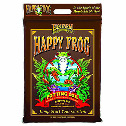 Picture of FoxFarm FX14054 Happy Frog Nutrient Rich and pH Adjusted Rapid Growth Garden Potting Soil Mix is Ready to Use, 12 Quart