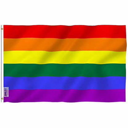 Picture of Anley Fly Breeze 3x5 Foot Rainbow Flag 6 Stripes - Vivid Color and Fade Proof - Canvas Header and Double Stitched - Gay Pride Banner Flags Polyester with Brass Grommets 3 X 5 Ft