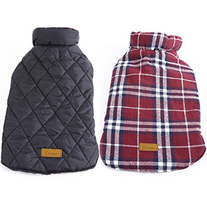 Picture of Kuoser Dog Coats Dog Jackets Waterproof Coats for Dogs Windproof Cold Weather Coats Small Medium Large Dog Clothes Reversible British Plaid Dog Sweaters Pets Apparel Winter Vest for Dog Red XXL