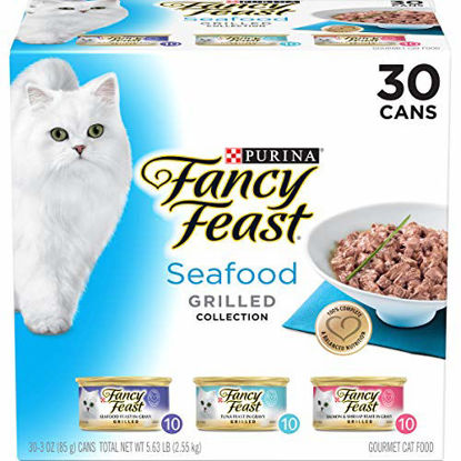 Picture of Purina Fancy Feast Gravy Wet Cat Food Variety Pack, Seafood Grilled Collection - (30) 3 oz. Cans