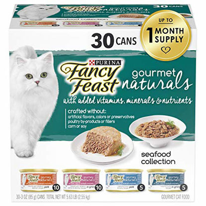 Picture of Purina Fancy Feast Natural Wet Cat Food Variety Pack, Gourmet Naturals Seafood Collection - (30) 3 oz. Cans