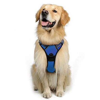 Picture of rabbitgoo Dog Harness,No-Pull Pet Harness with 2 Leash Clips,Adjustable Soft Padded Dog Vest,Reflective No-Choke Pet Oxford Vest with Easy Control Handle for Large Breeds,Navy (L, Chest 20.5-36")