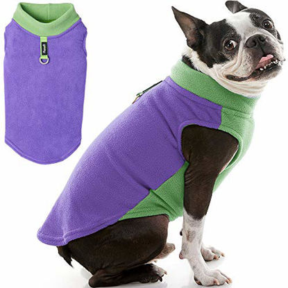 Picture of Gooby Dog Fleece Vest Half Stretch - Purple, Small - Pullover Fleece Dog Jacket with Leash Ring - Winter Small Dog Sweater with Stretchable Bottom - Warm Dog Clothes for Small Dogs Girl or Boy