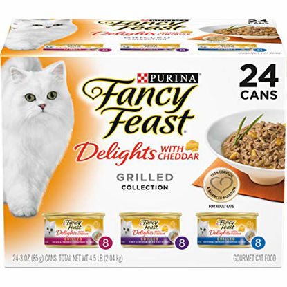 Picture of Purina Fancy Feast Gravy Wet Cat Food Variety Pack, Delights With Cheddar Grilled Collection - (24) 3 oz. Cans