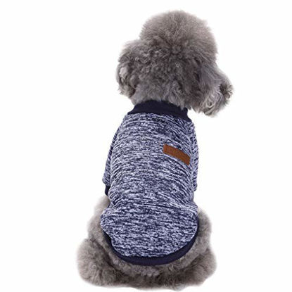 Picture of Pet Dog Clothes Knitwear Dog Sweater Soft Thickening Warm Pup Dogs Shirt Winter Puppy Sweater for Dogs (Navy Blue, S)