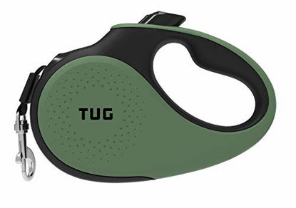 Picture of TUG 360° Tangle-Free, Heavy Duty Retractable Dog Leash for Up to 110 lb Dogs; 16 ft Strong Nylon Tape/Ribbon; One-Handed Brake, Pause, Lock (Large, Green)