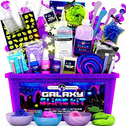 Picture of Original Stationery Galaxy Slime Kit with Glow in The Dark Stars & Slime Powder to Make Glitter Slime & Galactic Slime for Boys and Girls