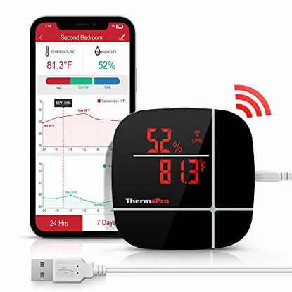 Picture of ThermoPro TP90 Compatible with Alexa Smart Wireless Indoor Hygrometer WiFi Thermometer with Free iOS/Android App