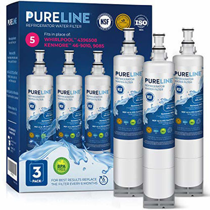 Picture of Pureline 4396508 & EDR5RXD1 Water Filter Replacement for Whirlpool 4396508, Everydrop Filter 5, 4396510, NLC240V, PNL240V, 4396508p, 4396547, 4392857,4396510p, LC400V, Kenmore 46-9010, 9085 (3 Pack)