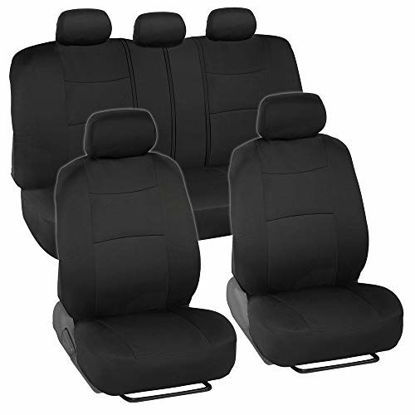 Picture of BDK PolyPro Car Seat Covers, Full Set in Solid Black - Front and Rear Split Bench Protection, Easy to Install, Universal Fit for Auto Truck Van SUV