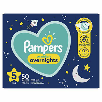 Picture of Diapers Size 5, 50 Count - Pampers Swaddlers Overnights Disposable Baby Diapers, Super Pack (Packaging May Vary)