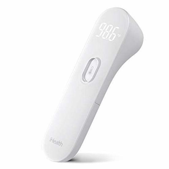 Picture of iHealth No-Touch Forehead Thermometer, Digital Infrared Thermometer for Adults and Kids, Touchless Baby Thermometer with 3 Ultra-Sensitive Sensors, Large LED Display and Gentle Vibration Alert (PT3)
