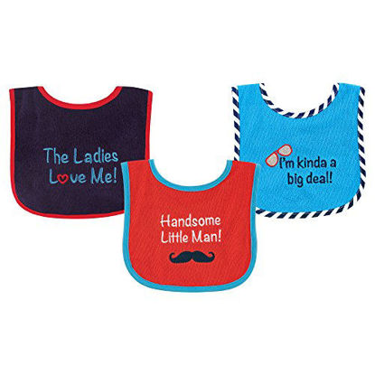 Picture of Luvable Friends Unisex Baby Cotton Terry Drooler Bibs with PEVA Back, Handsome, One Size