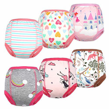 Picture of MooMoo Baby Cotton Training Pants Strong Absorbent Toddler Potty Training Underwear for Baby Girl 6T Pink