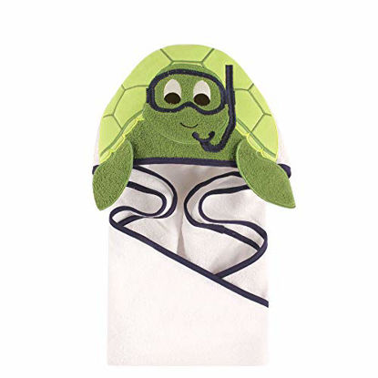 Picture of Hudson Baby Unisex Baby Cotton Animal Face Hooded Towel, Scuba Turtle, One Size