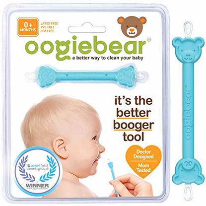 Picture of oogiebear - PATENTED CURVED SCOOP AND LOOP; The Safe Nasal Booger and Ear Cleaner - Baby Shower Registry. Easy Nose Cleaner Gadget for Infants and Toddlers. Dual Earwax and Snot Removal (Blue, Single)