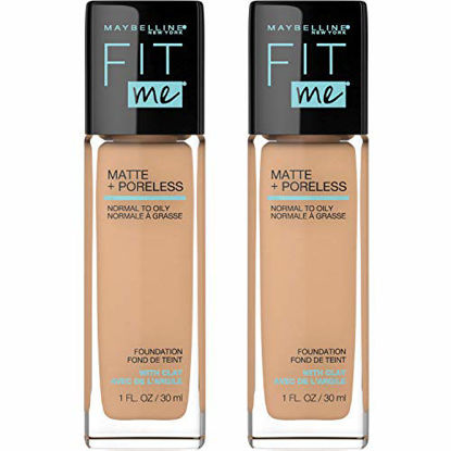 Picture of Maybelline Fit Me Matte + Poreless Liquid Foundation Makeup, Soft Tan, 2 COUNT Oil-Free Foundation