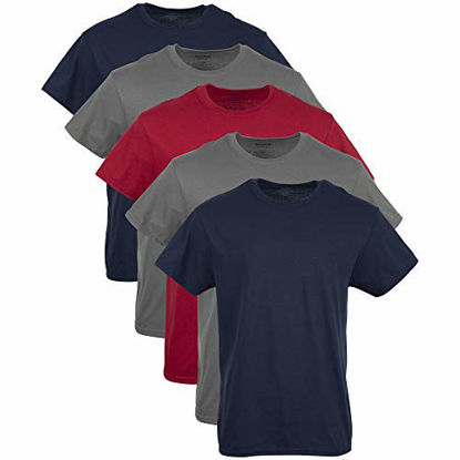 Picture of Gildan Men's Crew T-Shirt Multipack, Navy, charcoal, cardinal Red Assorted 5 Pack, Large