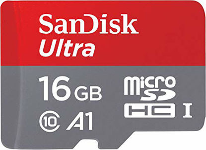 Picture of SanDisk 16GB Ultra microSDHC UHS-I Memory Card with Adapter - 98MB/s, C10, U1, Full HD, A1, Micro SD Card - SDSQUAR-016G-GN6MA