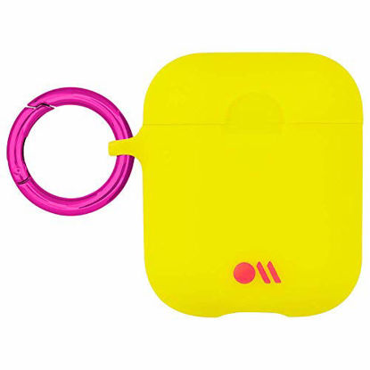 Picture of Case-Mate - AirPods Case - Hook Ups - Silicone - Compatible with Apple AirPods Series 1 & 2 - Lemon Lime Yellow