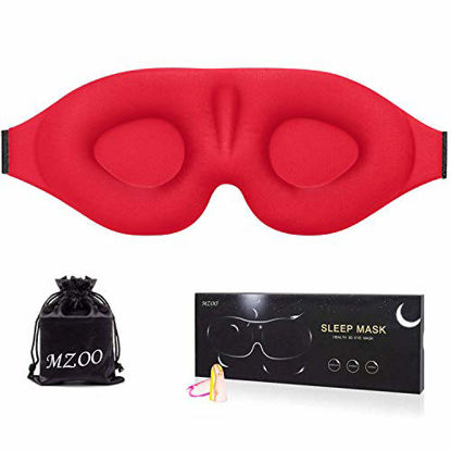 Picture of MZOO Sleep Eye Mask for Men Women, 3D Contoured Cup Sleeping Mask & Blindfold, Concave Molded Night Sleep Mask, Block Out Light, Soft Comfort Eye Shade Cover for Travel Yoga Nap, Red