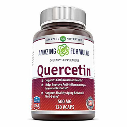 Picture of Amazing Formulas - Quercetin 500 Mg, 120 VCaps(Vegetarian Capsules) (Non-GMO,Gluten Free, Vegan) * Supports Cardiovascular Health, Helps Improve Anti-Inflammatory & Immune Response,