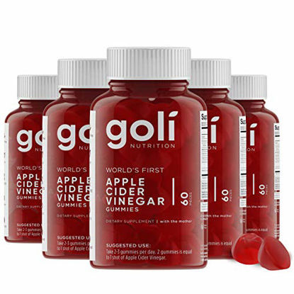 Picture of Apple Cider Vinegar Gummy Vitamins by Goli Nutrition - Immunity, Detox & Weight (5 Pack, 300 Count, with The Mother, Gluten-Free, Vegan, Vitamin B9, B12, Beetroot, Pomegranate)
