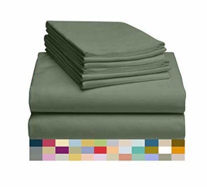 Picture of LuxClub 6 PC Sheet Set Bamboo Sheets Deep Pockets 18" Eco Friendly Wrinkle Free Sheets Machine Washable Hotel Bedding Silky Soft - Tree Moss Green Full