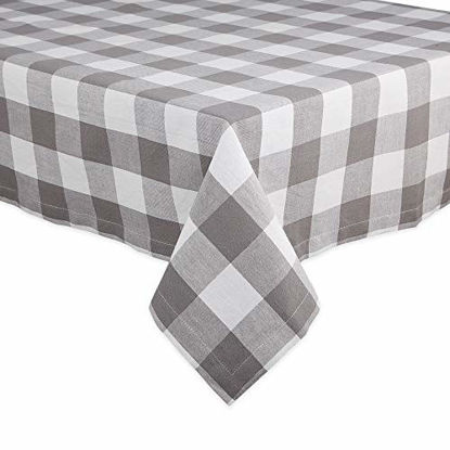 Picture of DII Buffalo Check Collection Classic Tabletop, Tablecloth, 52x52, Gray & White