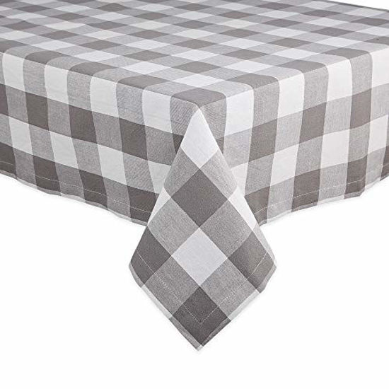 Picture of DII Buffalo Check Collection Classic Tabletop, Tablecloth, 52x52, Gray & White