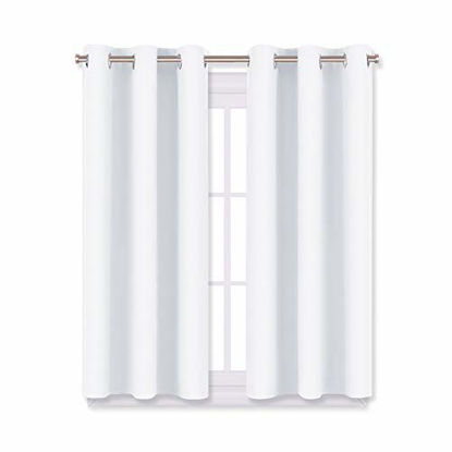 Picture of NICETOWN Draperies Curtains Panels, Blocking Out 50% Sunlight Window Treatment Curtains, Grommet Top Small Window Drapes for Bedroom (2 Panels, 29 by 45, White)