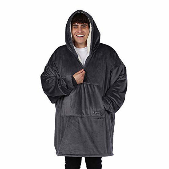  THE COMFY Original  Oversized Microfiber & Sherpa Wearable  Blanket, Seen On Shark Tank, One Size Fits All (Gray) : Home & Kitchen