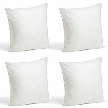 Picture of Foamily Set of 4-18 x 18 Premium Hypoallergenic Stuffer Pillow Inserts Sham Square Form Polyester, 18" L X 18" W, Standard/White