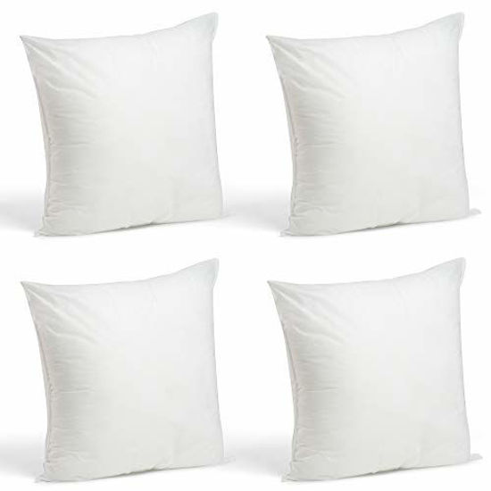 Picture of Foamily Set of 4-18 x 18 Premium Hypoallergenic Stuffer Pillow Inserts Sham Square Form Polyester, 18" L X 18" W, Standard/White