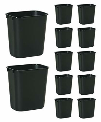 Picture of Rubbermaid Commercial Products FG295500BLA Plastic Resin Deskside Wastebasket, 3.5 Gallon/13 Quart, Black (Pack of 12)