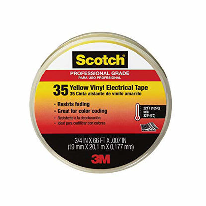 Picture of Scotch #35 Vinyl Electrical Tape, 10844-DL-5, 3/4 in x 66 ft, Yellow