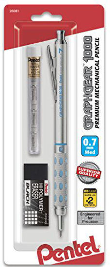 Picture of Pentel GraphGear 1000 Automatic Drafting Pencil (0.7mm), with Eraser Refills, 1-Pk (PG1017EBP)