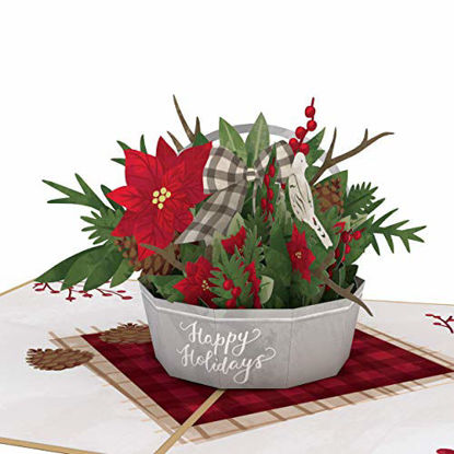 Picture of Lovepop Winter Flower Basket Pop Up Card - 3D Card, Flower Basket, Christmas Card, Holiday Greeting Card, Pop Up Flowers, 3D Christmas Card, Merry Christmas Card