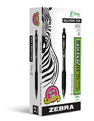 Picture of Zebra Pen Z-Grip Retractable Ballpoint Pen, Medium Point, 1.0mm, Black Ink - 12 Pieces