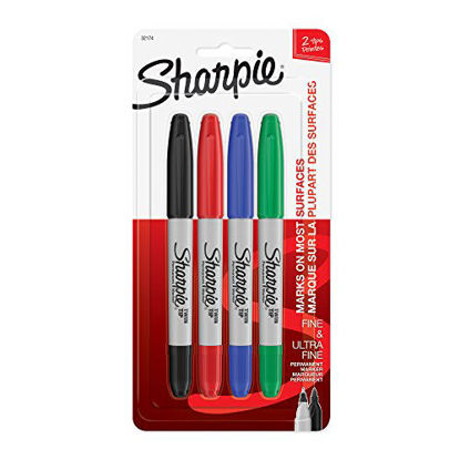 Picture of Sharpie 32174PP Twin Tip Permanent Markers, Fine and Ultra Fine, Assorted Colors, 4 Count