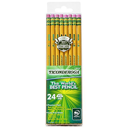 Picture of TICONDEROGA Pencils, Wood-Cased, Unsharpened, Graphite #2 HB Soft, Yellow, 24-Pack (13924)