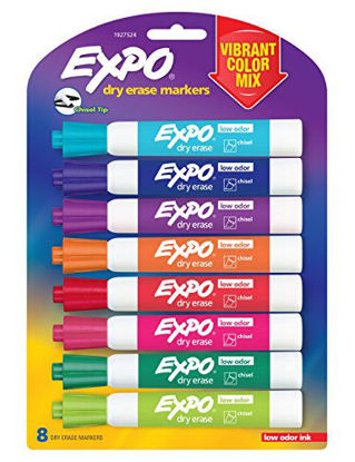 Picture of Expo Dry Erase Markers Chisel Tip Vibrant Colors 8 Pack 1931196 Low Odor Ink (1927524)