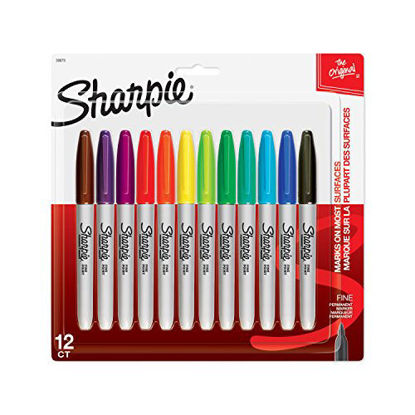 Picture of Sharpie 30075PP Permanent Markers, Fine Point, Assorted Colors, 12 Count