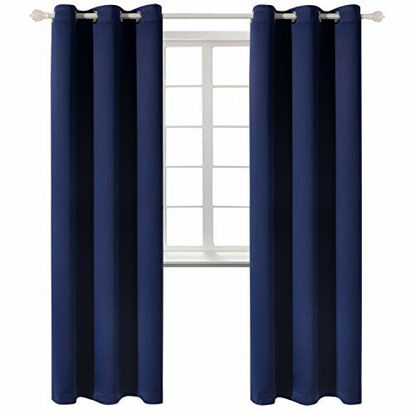 Picture of BGment Blackout Curtains for Living Room - Grommet Thermal Insulated Room Darkening Energy Saving Curtains for Bedroom, Set of 2 Panels (42 x 84 Inch, Navy Blue)
